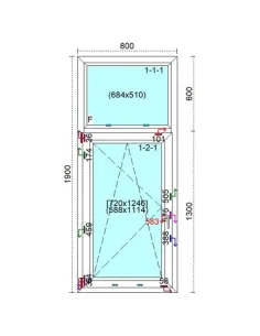 Okno PCV 80 x 190 cm FIX - Rozwierno-Uchylne Trzyszybowe Veka Softline 82 MD 2