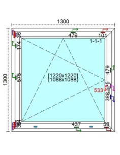 Okno PCV 130 x 130 cm Rozwierno-Uchylne Trzyszybowe Veka Softline 82 MD 2