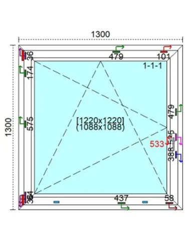 Okno PCV 130 x 130 cm Rozwierno-Uchylne Trzyszybowe Veka Softline 82 MD
