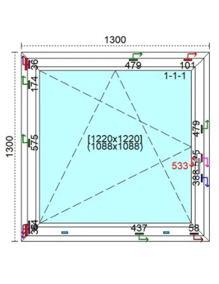 Okno PCV 130 x 130 cm Rozwierno-Uchylne Trzyszybowe Veka Softline 82 MD
