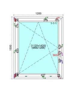 Okno PCV 120 x 150 cm Rozwierno-Uchylne Trzyszybowe Veka Softline 82 MD 2