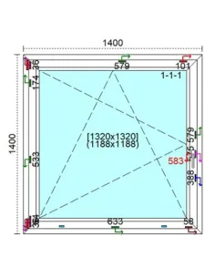 Okno PCV 140 x 140 cm Rozwierno-Uchylne Trzyszybowe Veka Softline 82 MD 2