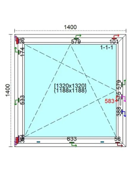 Okno PCV 140 x 140 cm Rozwierno-Uchylne Trzyszybowe Veka Softline 82 MD