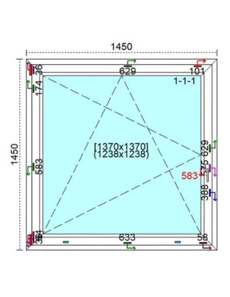 Okno PCV 145 x 145 cm Rozwierno-Uchylne Trzyszybowe Veka Softline 82 MD