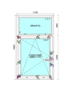 Okno PCV 110 x 190 cm FIX - Rozwierno-Uchylne Trzyszybowe Veka Softline 82 MD 2