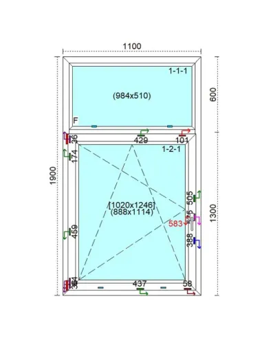 Okno PCV 110 x 190 cm FIX - Rozwierno-Uchylne Trzyszybowe Veka Softline 82 MD