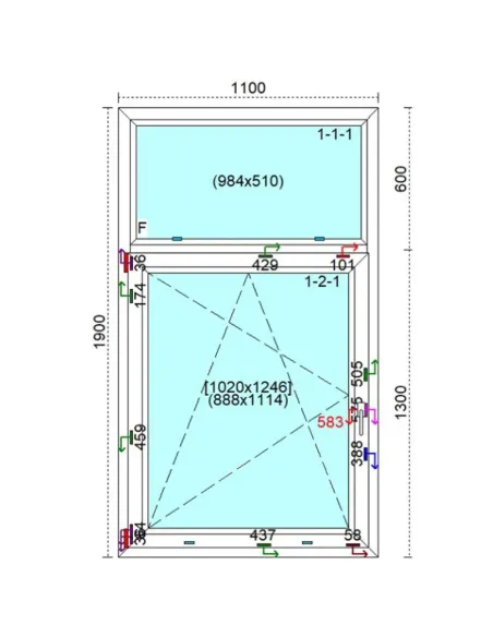 Okno PCV 110 x 190 cm FIX - Rozwierno-Uchylne Trzyszybowe Veka Softline 82 MD