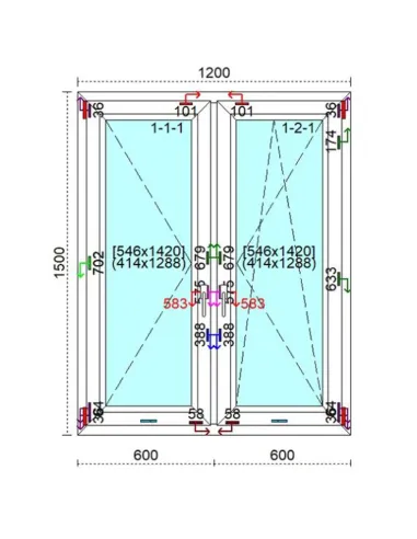 Okno PCV 120 x 150 cm Rozwierne - Rozwierno-Uchylne Trzyszybowe Veka Softline 82 MD