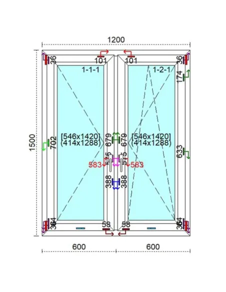 Okno PCV 120 x 150 cm Rozwierne - Rozwierno-Uchylne Trzyszybowe Veka Softline 82 MD