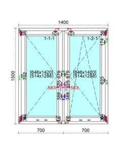 Okno PCV 140 x 150 cm Rozwierne - Rozwierno-Uchylne Trzyszybowe Veka Softline 82 MD 2