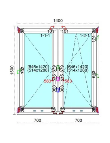 Okno PCV 140 x 150 cm Rozwierne - Rozwierno-Uchylne Trzyszybowe Veka Softline 82 MD