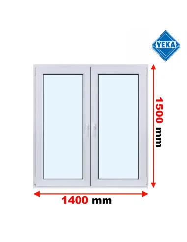 Okno PCV 140 x 150 cm Rozwierne - Rozwierno-Uchylne Trzyszybowe Veka Softline 82 MD