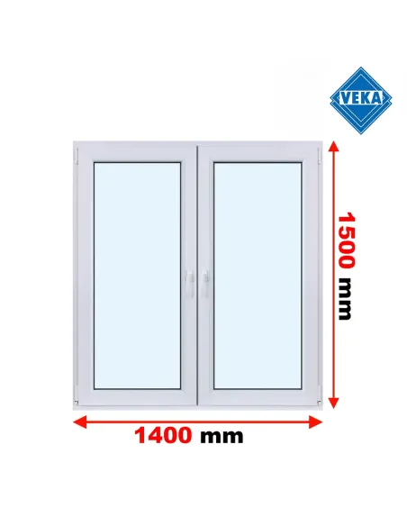 Okno PCV 140 x 150 cm Rozwierne - Rozwierno-Uchylne Trzyszybowe Veka Softline 82 MD