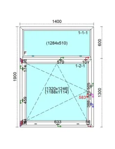 Okno PCV 140 x 190 cm FIX - Rozwierno-Uchylne Trzyszybowe Veka Softline 82 MD 2
