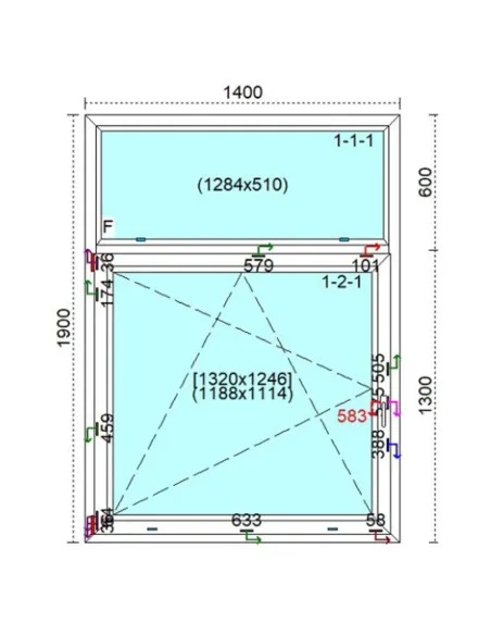 Okno PCV 140 x 190 cm FIX - Rozwierno-Uchylne Trzyszybowe Veka Softline 82 MD