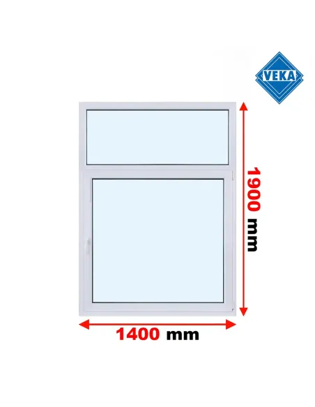 Okno PCV 140 x 190 cm FIX - Rozwierno-Uchylne Trzyszybowe Veka Softline 82 MD