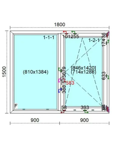 Okno PCV 180 x 150 cm FIX - Rozwierno-Uchylne Trzyszybowe Veka Softline 82 MD