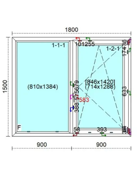 Okno PCV 180 x 150 cm FIX - Rozwierno-Uchylne Trzyszybowe Veka Softline 82 MD