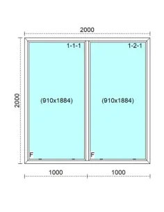 Okno PCV 200 x 200 cm FIX - FIX (Stałe) Trzyszybowe Veka Softline 82 MD 2