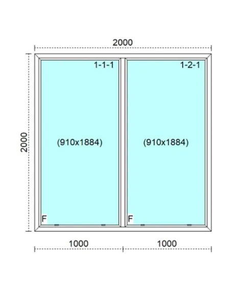 Okno PCV 200 x 200 cm FIX - FIX (Stałe) Trzyszybowe Veka Softline 82 MD