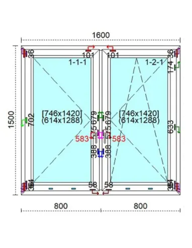 Okno PCV 160 x 150 cm Rozwierne - Rozwierno-Uchylne Trzyszybowe Veka Softline 82 MD