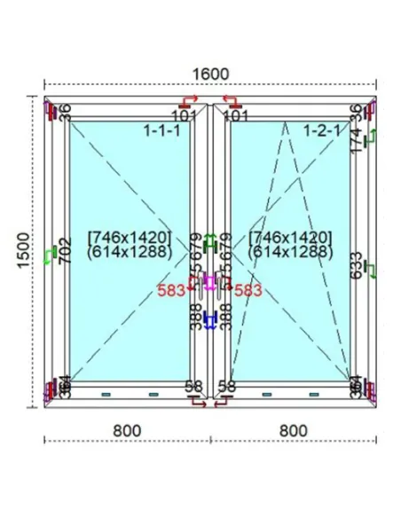 Okno PCV 160 x 150 cm Rozwierne - Rozwierno-Uchylne Trzyszybowe Veka Softline 82 MD