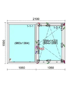 Okno PCV 210 x 150 cm FIX - Rozwierno-Uchylne Trzyszybowe Veka Softline 82 MD 2