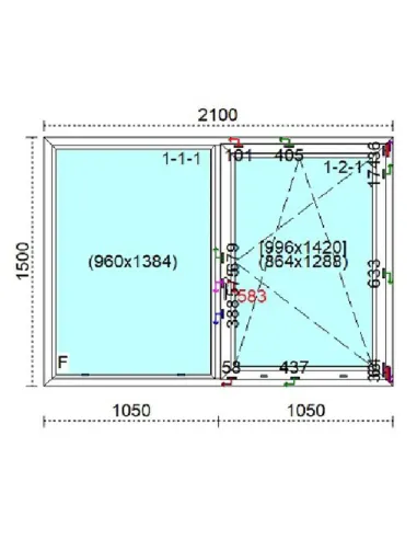 Okno PCV 210 x 150 cm FIX - Rozwierno-Uchylne Trzyszybowe Veka Softline 82 MD