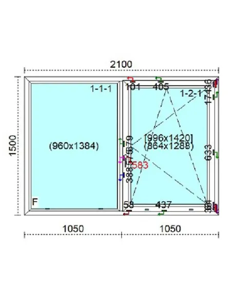 Okno PCV 210 x 150 cm FIX - Rozwierno-Uchylne Trzyszybowe Veka Softline 82 MD