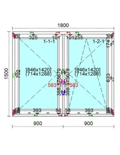 Okno PCV 180 x 150 cm Rozwierne - Rozwierno-Uchylne Trzyszybowe Veka Softline 82 MD 2