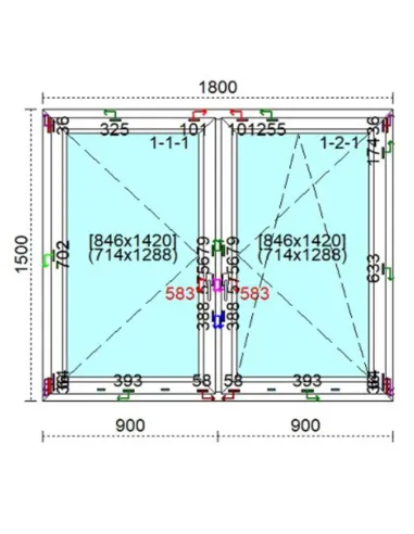Okno PCV 180 x 150 cm Rozwierne - Rozwierno-Uchylne Trzyszybowe Veka Softline 82 MD