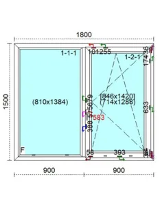 Okno PCV 240 x 150 cm FIX - Rozwierno-Uchylne Trzyszybowe Veka Softline 82 MD 2