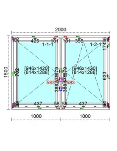Okno PCV 200 x 150 cm Rozwierne - Rozwierno-Uchylne Trzyszybowe Veka Softline 82 MD 2