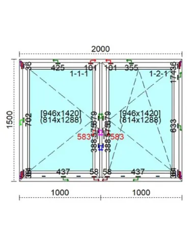 Okno PCV 200 x 150 cm Rozwierne - Rozwierno-Uchylne Trzyszybowe Veka Softline 82 MD