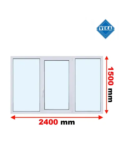 Okno PCV 240 x 150 cm FIX - Rozwierno-Uchylne - FIX Trzyszybowe Veka Softline 82 MD