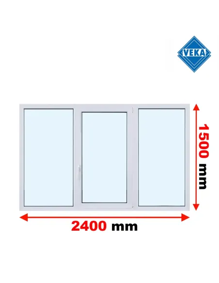 Okno PCV 240 x 150 cm FIX - Rozwierno-Uchylne - FIX Trzyszybowe Veka Softline 82 MD