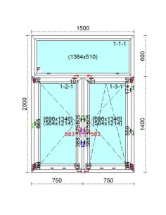 Okno PCV 150 x 200 cm FIX - Rozwierne - Rozwierno-Uchylne Trzyszybowe Veka Softline 82 MD 2