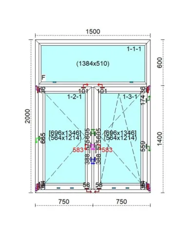 Okno PCV 150 x 200 cm FIX - Rozwierne - Rozwierno-Uchylne Trzyszybowe Veka Softline 82 MD