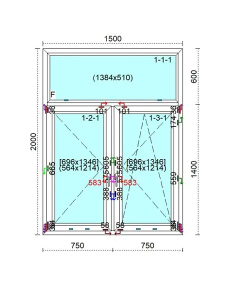 Okno PCV 150 x 200 cm FIX - Rozwierne - Rozwierno-Uchylne Trzyszybowe Veka Softline 82 MD