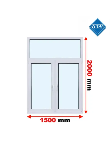 Okno PCV 150 x 200 cm FIX - Rozwierne - Rozwierno-Uchylne Trzyszybowe Veka Softline 82 MD