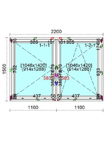 Okno PCV 220 x 150 cm Rozwierne - Rozwierno-Uchylne Trzyszybowe Veka Softline 82 MD