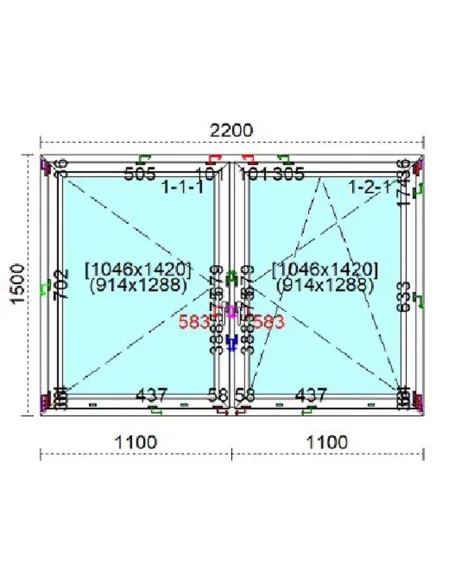 Okno PCV 220 x 150 cm Rozwierne - Rozwierno-Uchylne Trzyszybowe Veka Softline 82 MD
