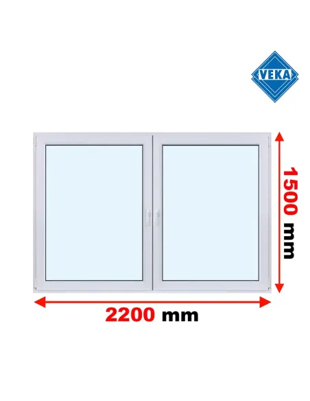 Okno PCV 220 x 150 cm Rozwierne - Rozwierno-Uchylne Trzyszybowe Veka Softline 82 MD