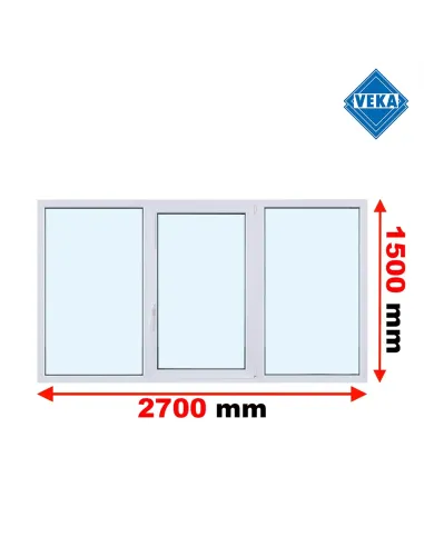 Okno PCV 270 x 150 cm FIX - Rozwierno-Uchylne - FIX Trzyszybowe Veka Softline 82 MD