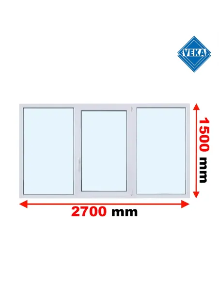 Okno PCV 270 x 150 cm FIX - Rozwierno-Uchylne - FIX Trzyszybowe Veka Softline 82 MD