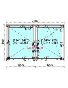 Okno PCV 240 x 150 cm Rozwierne - Rozwierno-Uchylne Trzyszybowe Veka Softline 82 MD 2