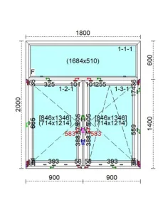 Okno PCV 180 x 200 cm FIX - Rozwierne - Rozwierno-Uchylne Trzyszybowe Veka Softline 82 MD 2