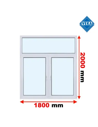 Okno PCV 180 x 200 cm FIX - Rozwierne - Rozwierno-Uchylne Trzyszybowe Veka Softline 82 MD