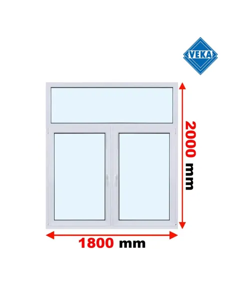 Okno PCV 180 x 200 cm FIX - Rozwierne - Rozwierno-Uchylne Trzyszybowe Veka Softline 82 MD