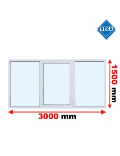 Okno PCV 300 x 150 cm FIX - Rozwierno-Uchylne - FIX Trzyszybowe Veka Softline 82 MD